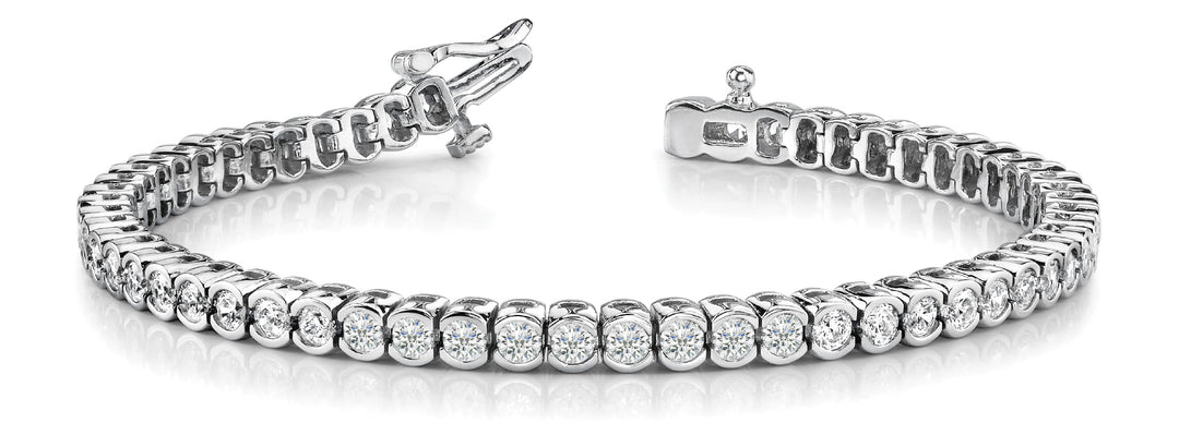 White Gold Lab Diamond In Line Bezel Bracelet