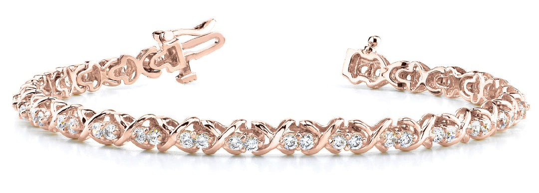 Rose Gold Diamond XO In Line Bracelet