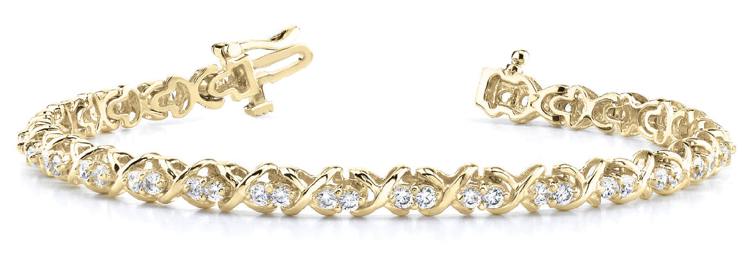 18K Yellow Gold Lab Diamond XO In Line Bracelet