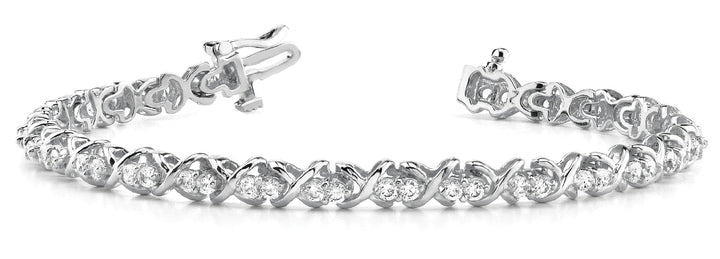 White Gold Diamond XO In Line Bracelet