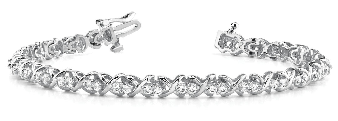 White Gold Diamond XO In Line Bracelet