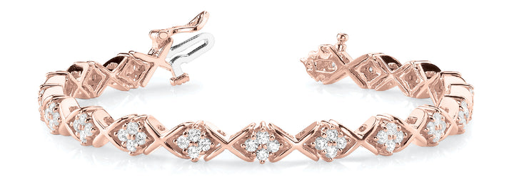 Rose Gold 72-Diamond In Line XO Bracelet