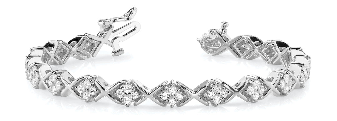 18K White Gold Diamond XO Line Bracelet