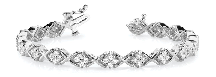 18K White Gold Diamond XO Line Bracelet