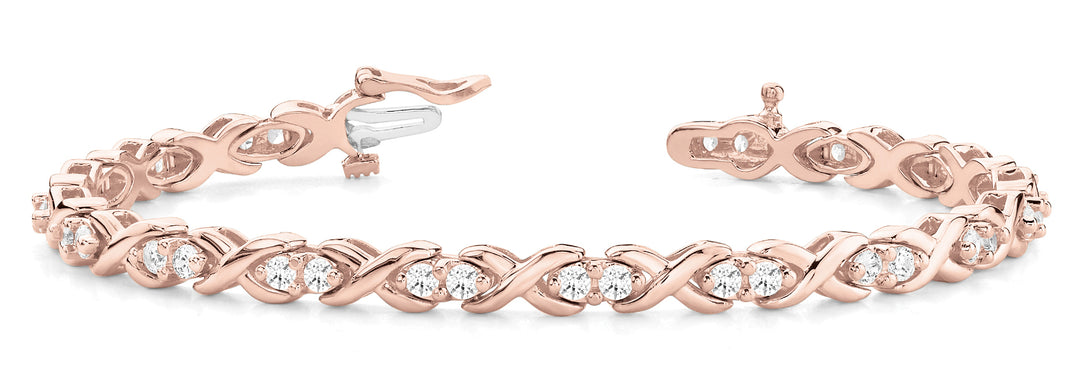 14K Rose Gold Diamond Line Bracelet - 1.75 ctw