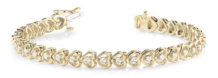 18K Yellow Gold Lab Diamond Heart Line Bracelet