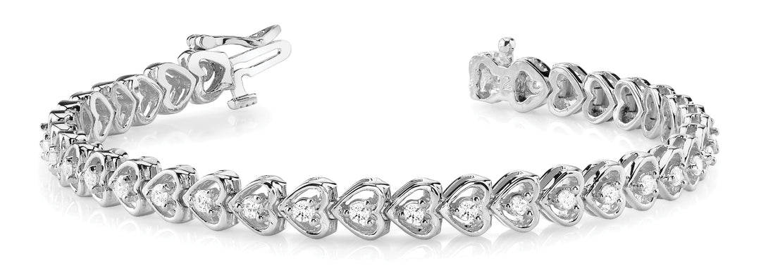 White Platinum Diamond Heart Line Bracelet
