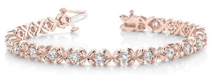 14K Rose Gold Diamond In Line XO Bracelet