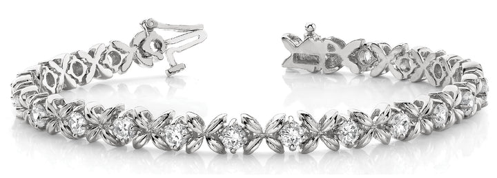 Platinum White Diamond In Line XO Bracelet