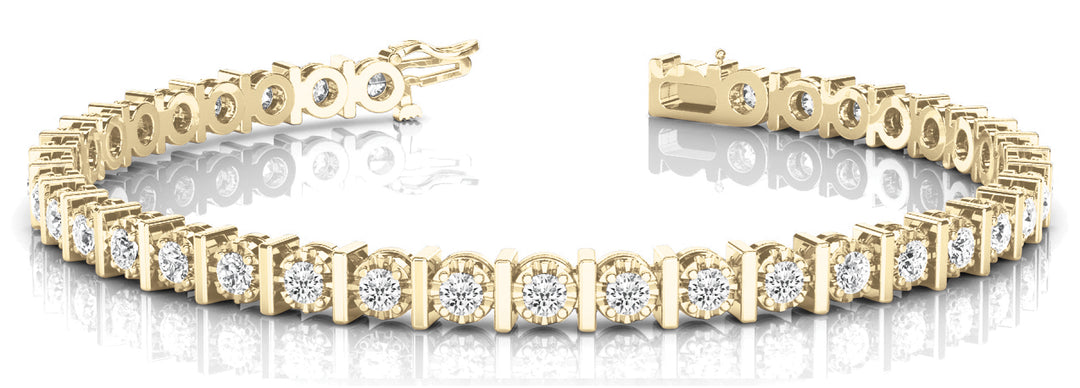 14K Yellow Gold Lab Diamond In-Line Bar Bracelet