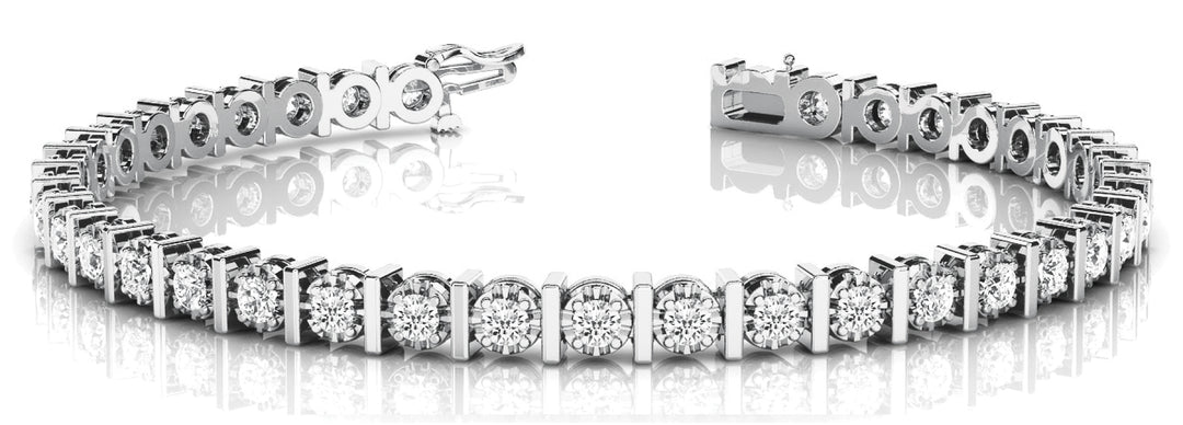 14K White Gold Lab Diamond Bar Bracelet