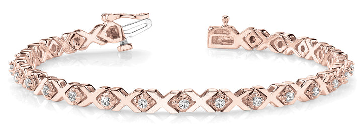 18K Rose Gold Diamond XO Bracelet