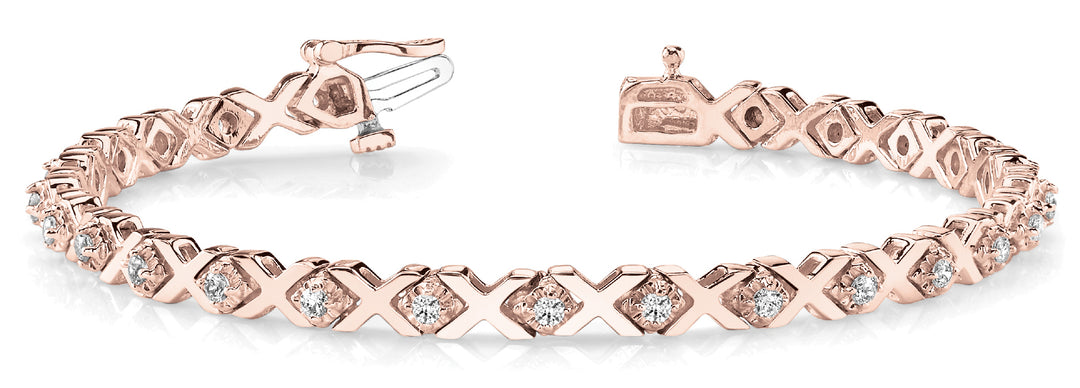 14K Rose Gold Diamond XO Line Bracelet