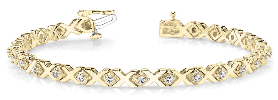 14K Yellow Gold Diamond XO Line Bracelet