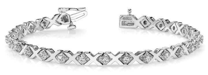 18K White Gold Diamond XO Line Bracelet
