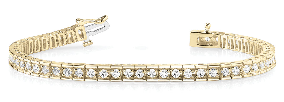 18K Yellow Gold Round Diamond Tennis Bracelet