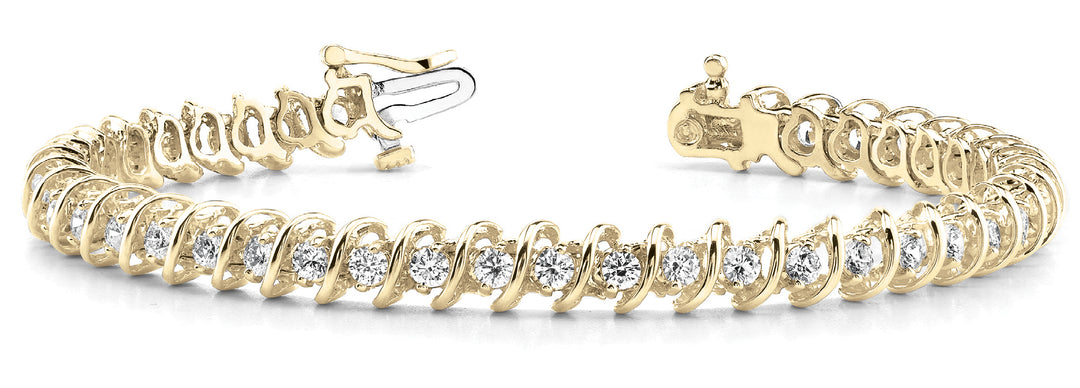 14K Yellow Gold Diamond S-Link Fashion Bracelet