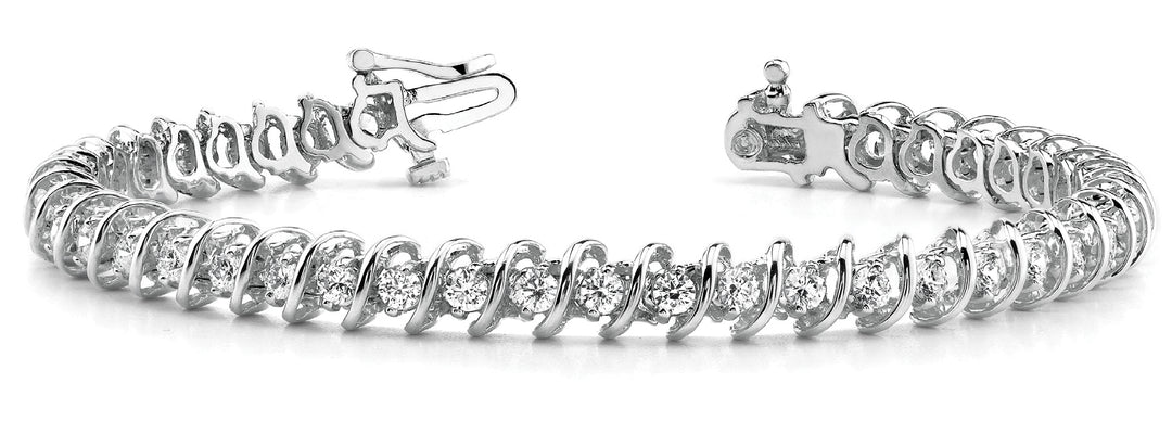 18K White Gold Diamond S Link Bracelet
