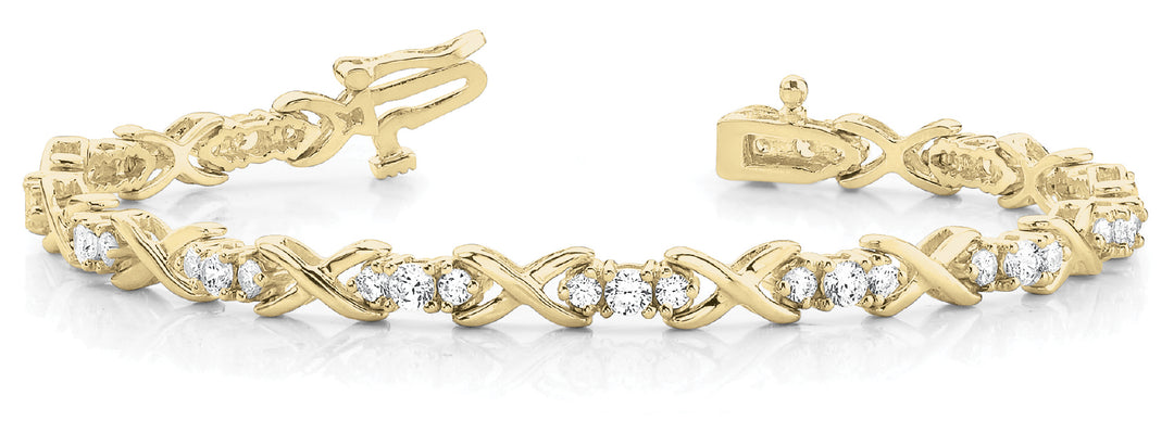 14K Yellow Gold Diamond XO Line Bracelet
