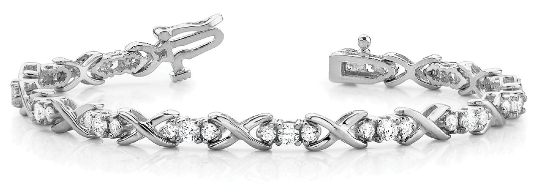 18K White Gold Diamond XO Bracelet
