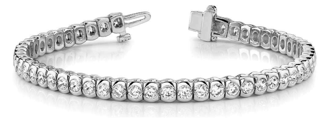 18K White Gold Lab Diamond Bezel Bracelet