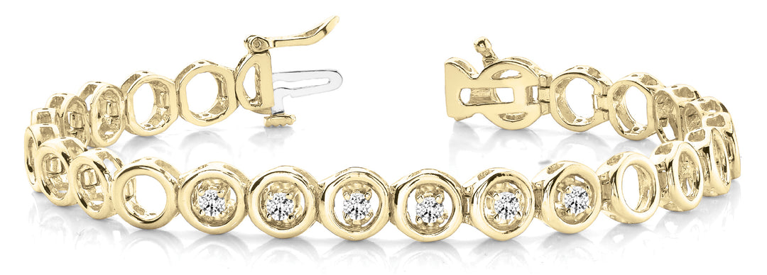 Yellow Gold Diamond In-Line Tennis Bracelet