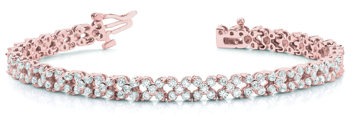 14K Rose Gold Diamond Cluster Link Bracelet