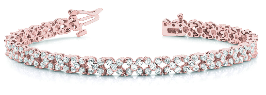 14K Rose Gold Diamond Cluster Link Bracelet