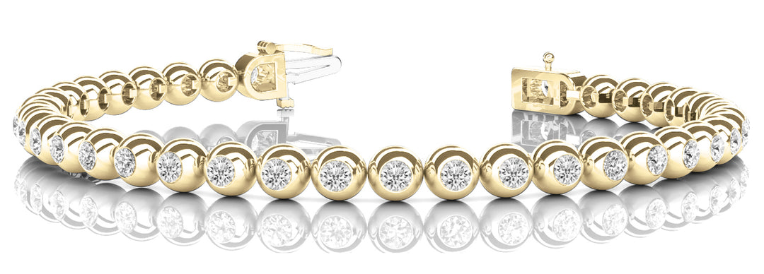 Yellow Gold Lab Diamond Bezel Line Bracelet