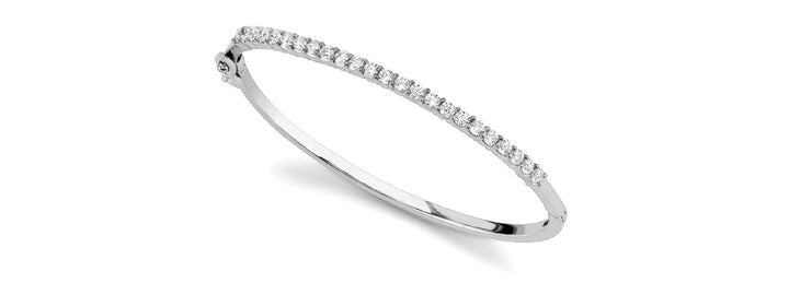 14K White Gold Lab Diamond Bangle Bracelet