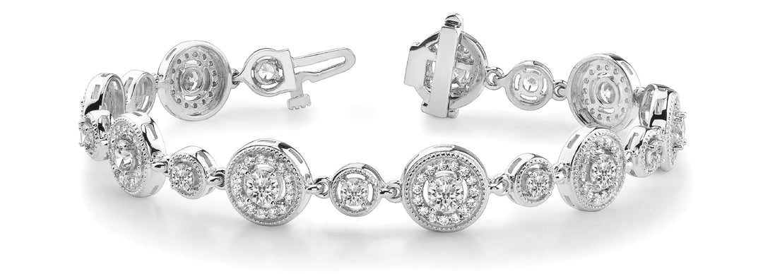 18K White Gold Vintage Lab Diamond Bracelet