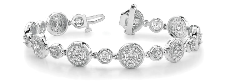 18K White Gold Vintage Lab Diamond Bracelet