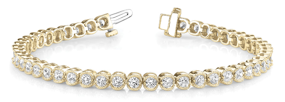 Yellow Gold Lab Diamond In Line Bezel Bracelet