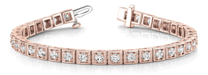 Rose Gold Lab Diamond Vintage Tennis Bracelet