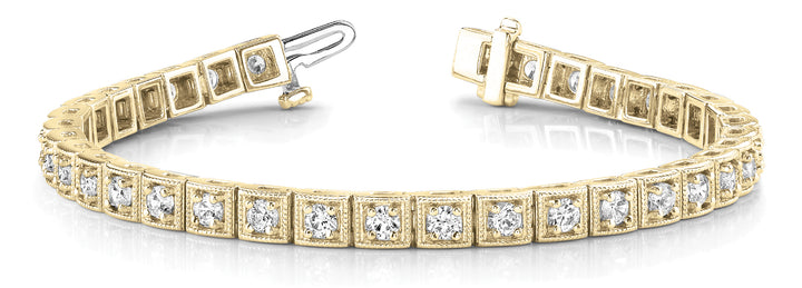 Vintage 18K Yellow Gold Lab Diamond Tennis Bracelet