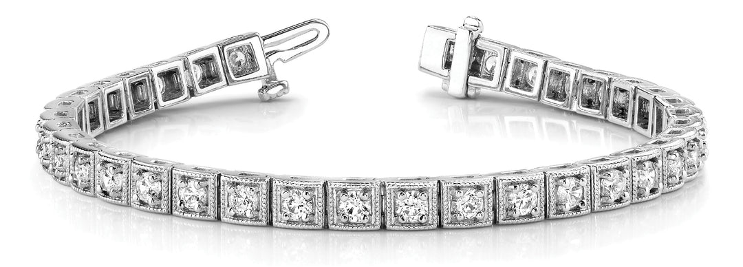 18K White Gold Vintage Diamond Tennis Bracelet