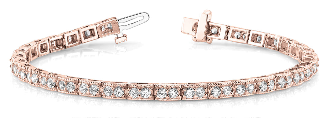 14K Rose Gold Diamond Vintage Bracelet