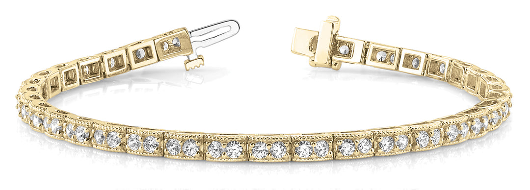 Vintage 14K Yellow Gold Diamond Tennis Bracelet