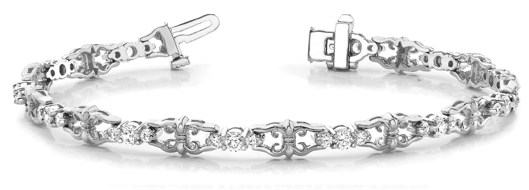 14K White Gold Round Diamond Fashion Bracelet