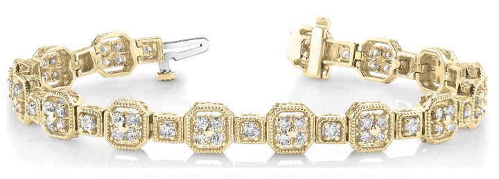 18K Yellow Gold Lab Diamond Vintage Bracelet