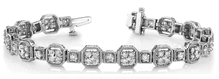 18K White Gold Lab Diamond Vintage Bracelet