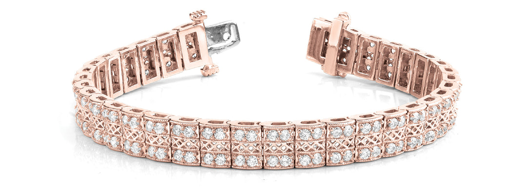 14K Rose Gold Lab Diamond Multi Row Bracelet