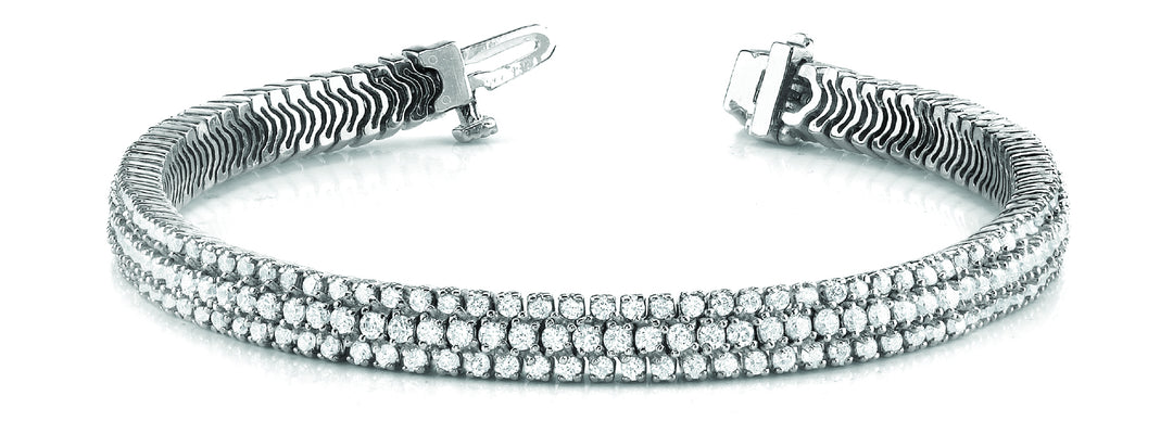 White Gold 3-Row Lab Diamond Inline Bracelet