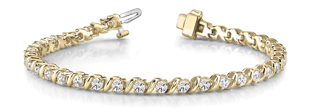 18K Yellow Gold Diamond S Link Bracelet