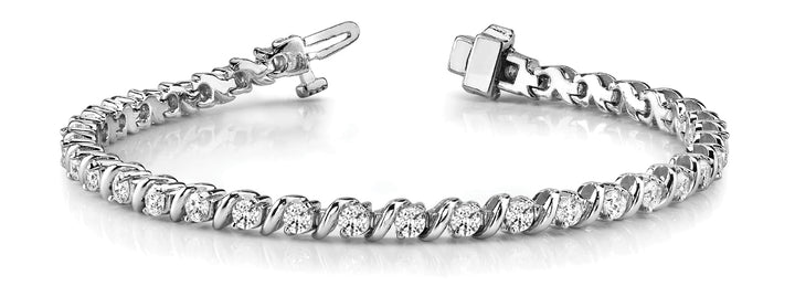 14K White Gold Diamond S Link Bracelet
