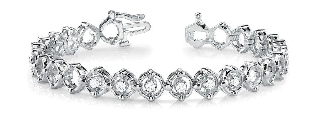 White Platinum 7-Diamond Fashion Bracelet