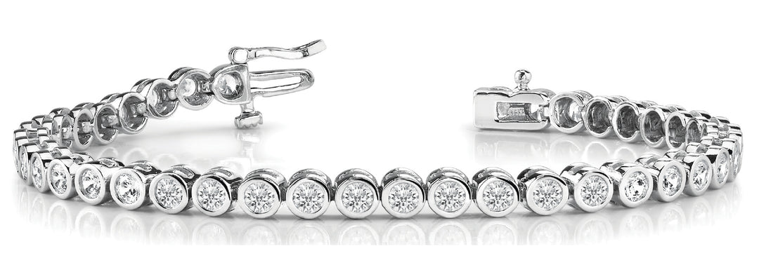 14K White Gold Lab Diamond Bezel Tennis Bracelet