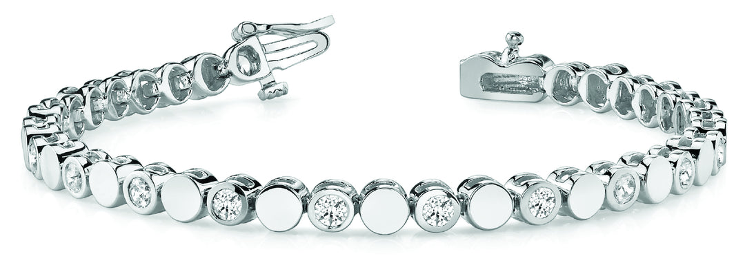 White Gold Lab Diamond Round Link Bracelet