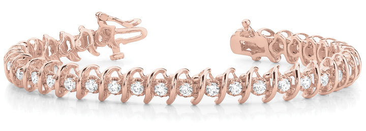 Rose Gold Diamond S Link Tennis Bracelet