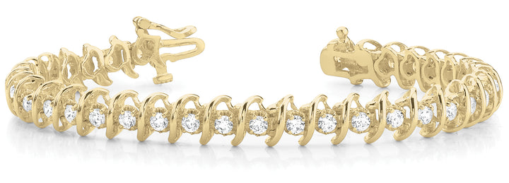 18K Yellow Gold Diamond S Link Tennis Bracelet